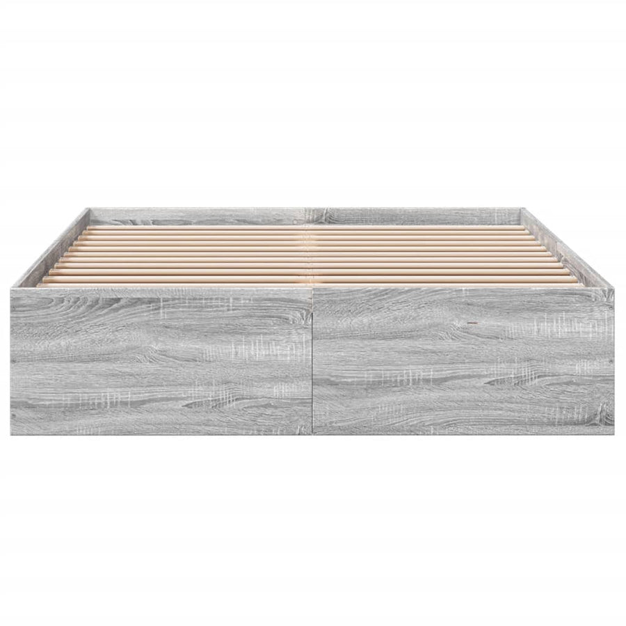 Bedframe bewerkt hout grijs sonoma eikenkleurig 135x190 cm