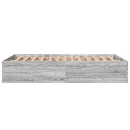 Bedframe bewerkt hout grijs sonoma eikenkleurig 135x190 cm