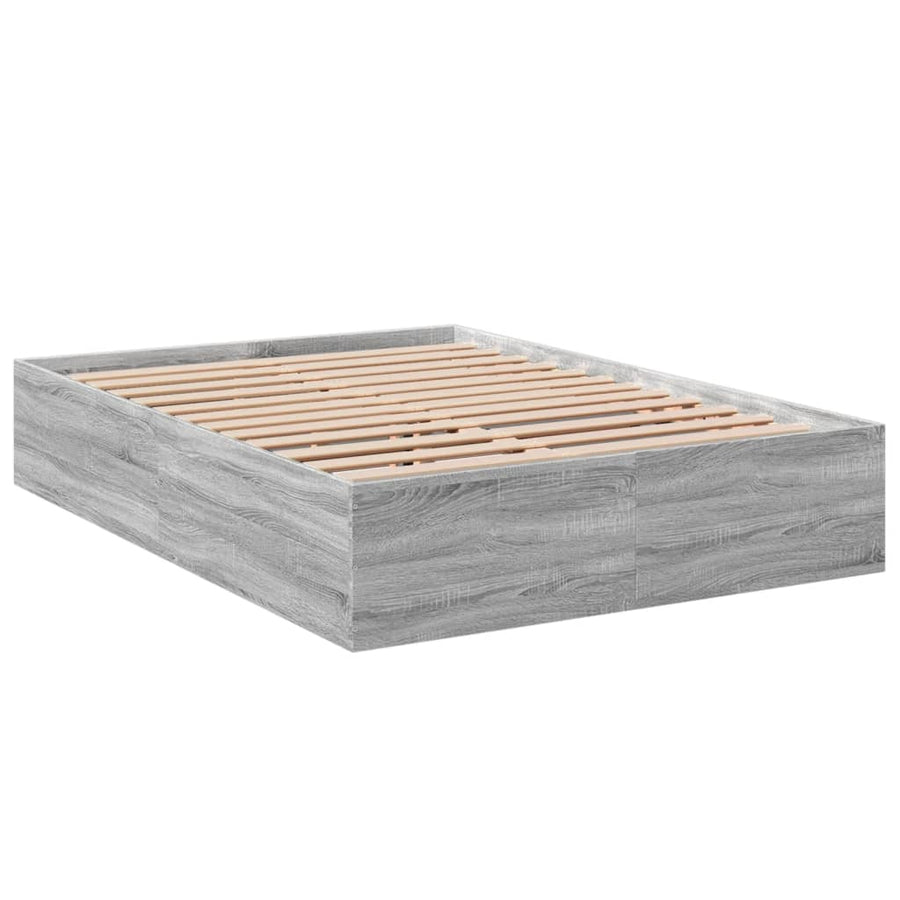 Bedframe bewerkt hout grijs sonoma eikenkleurig 135x190 cm
