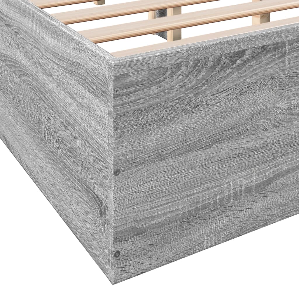 Bedframe bewerkt hout grijs sonoma eikenkleurig 135x190 cm