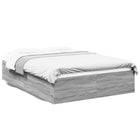 Gray Sonoma Oak Wooden Bed Frame 135x190 cm