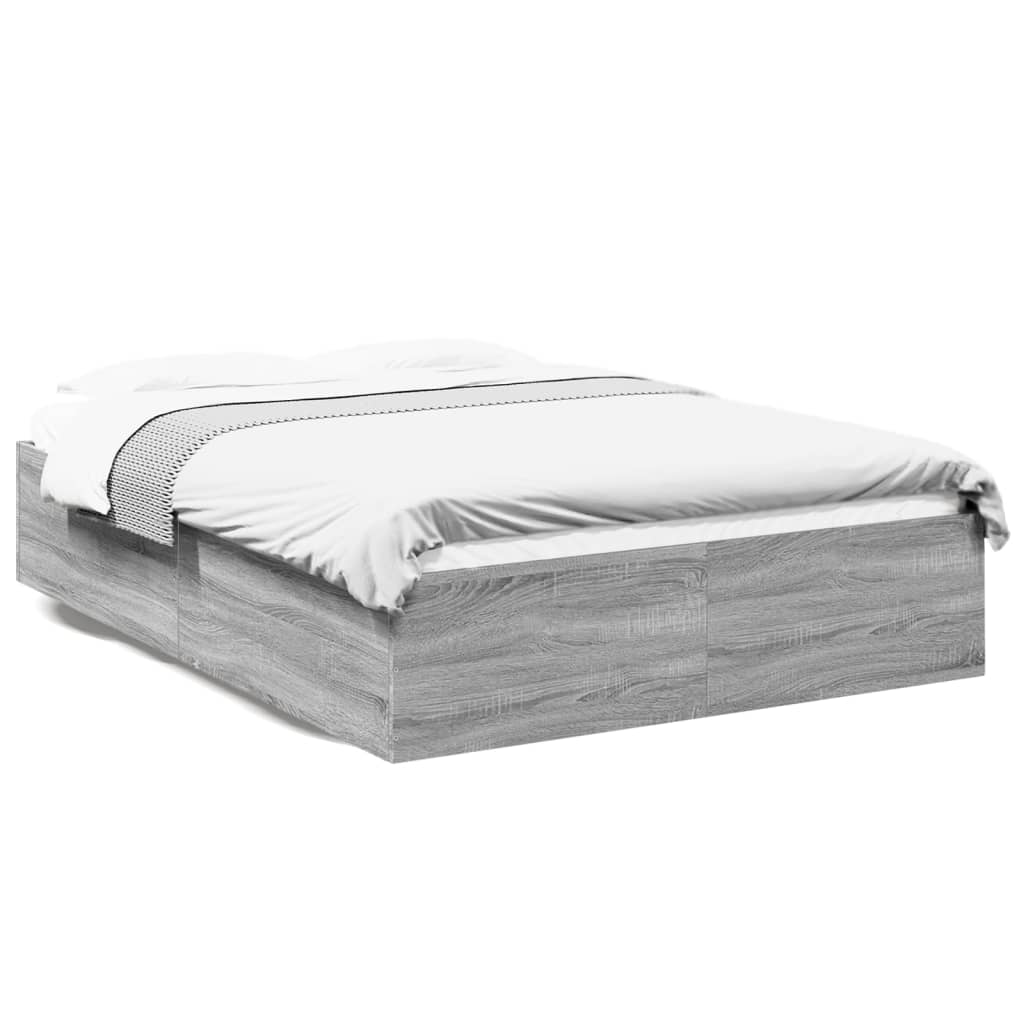 Bedframe bewerkt hout grijs sonoma eikenkleurig 135x190 cm