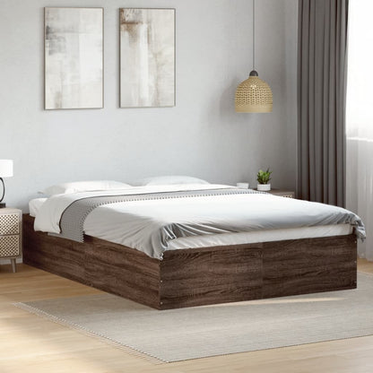Bedframe bewerkt hout bruin eikenkleur 135x190 cm