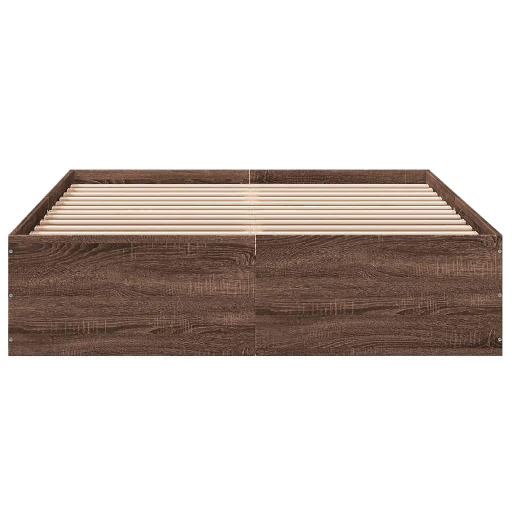 Bedframe bewerkt hout bruin eikenkleur 135x190 cm