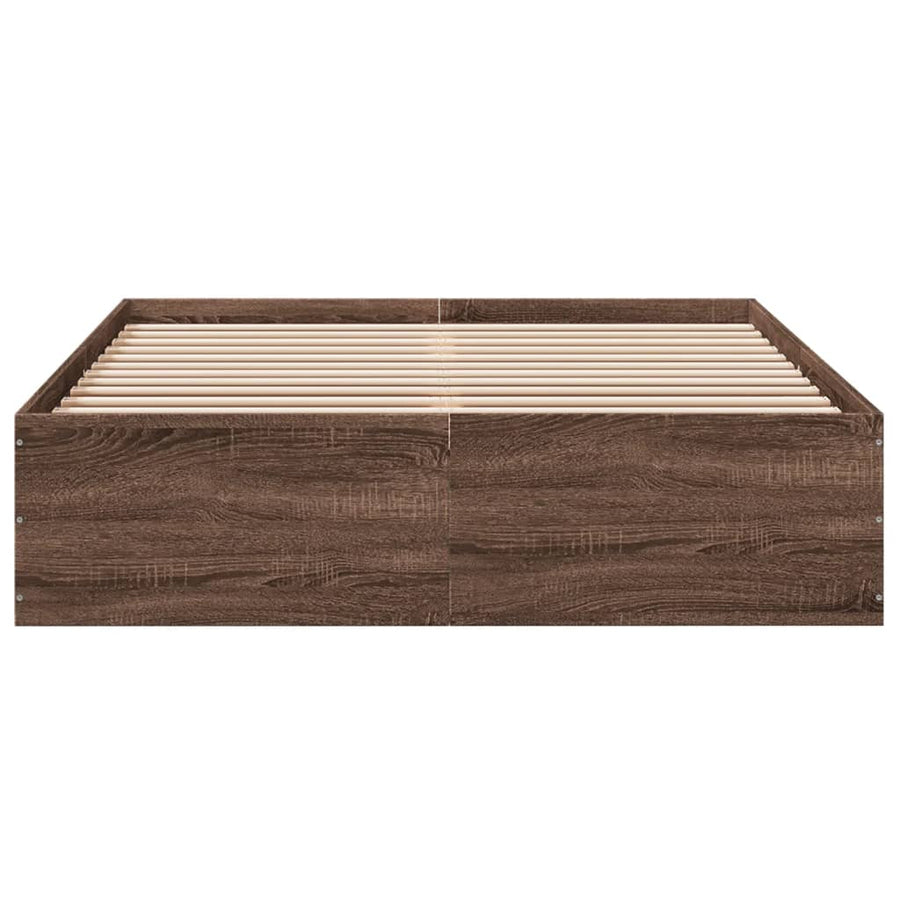 Bedframe bewerkt hout bruin eikenkleur 135x190 cm