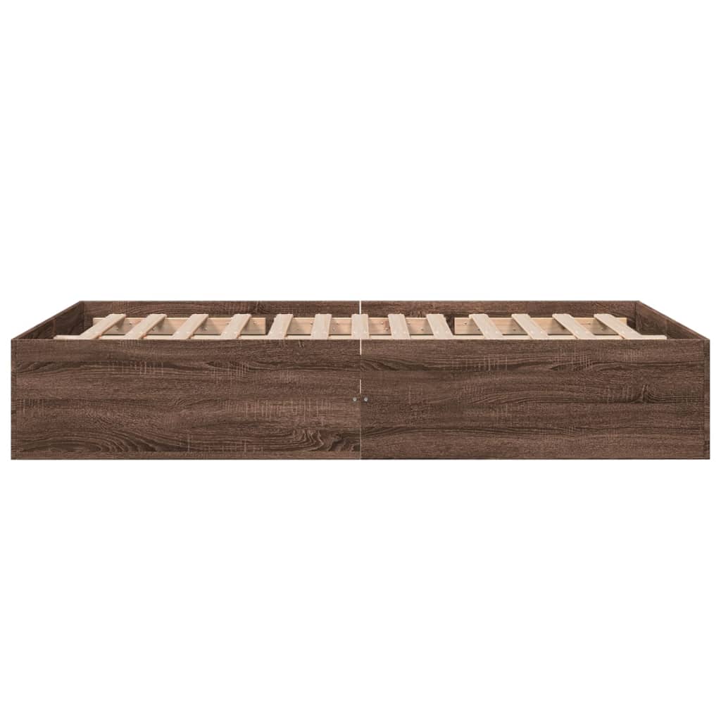 Bedframe bewerkt hout bruin eikenkleur 135x190 cm