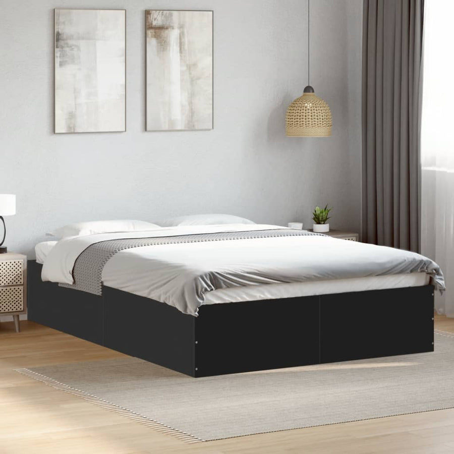 Bedframe bewerkt hout zwart 120x190 cm