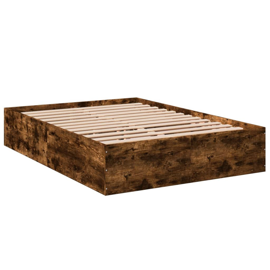 Bedframe bewerkt hout gerookt eikenkleurig 120x190 cm