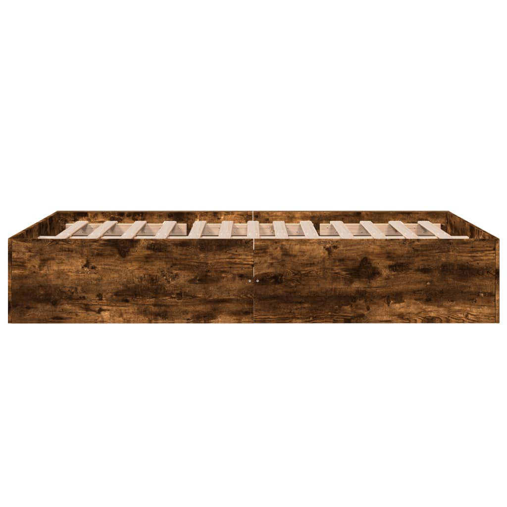 Bedframe bewerkt hout gerookt eikenkleurig 120x190 cm