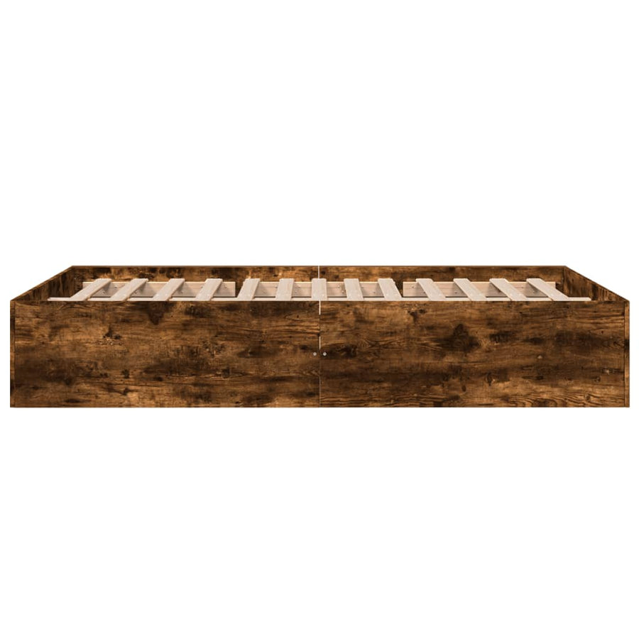 Bedframe bewerkt hout gerookt eikenkleurig 120x190 cm