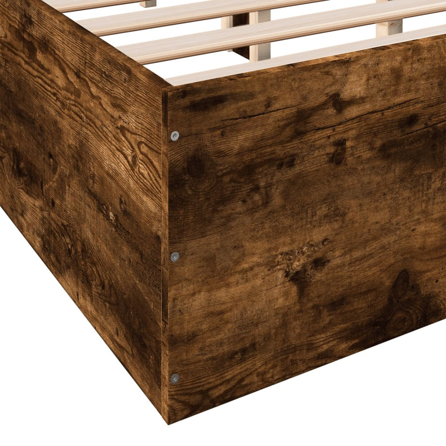 Bedframe bewerkt hout gerookt eikenkleurig 120x190 cm