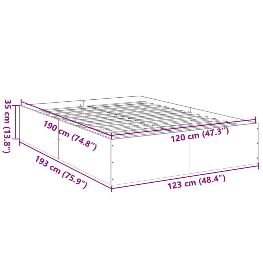 Bedframe bewerkt hout gerookt eikenkleurig 120x190 cm