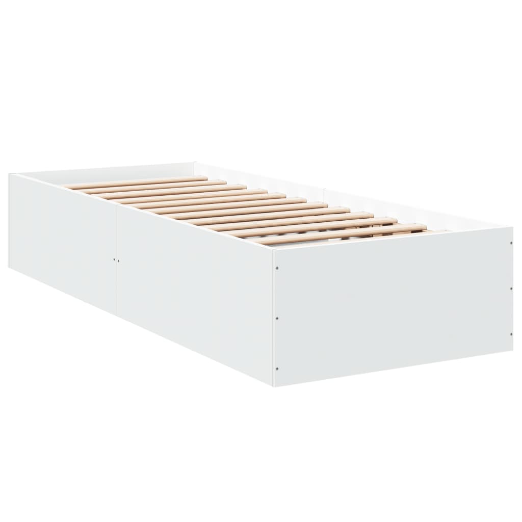 Bedframe bewerkt hout wit 100x200 cm