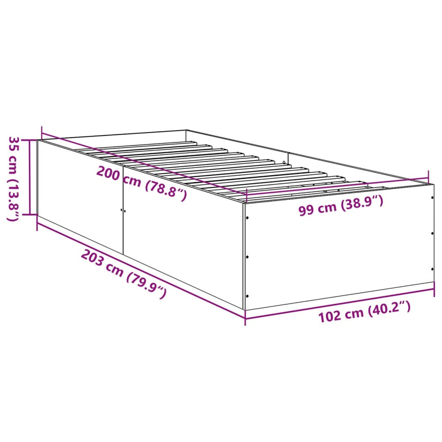 Bedframe bewerkt hout zwart 100x200 cm