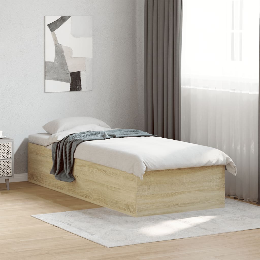 Bedframe bewerkt hout sonoma eikenkleurig 100x200 cm