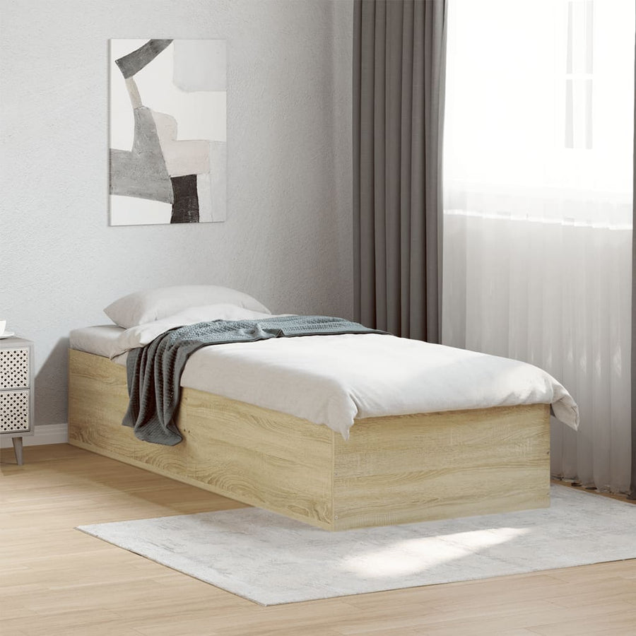 Bedframe bewerkt hout sonoma eikenkleurig 100x200 cm