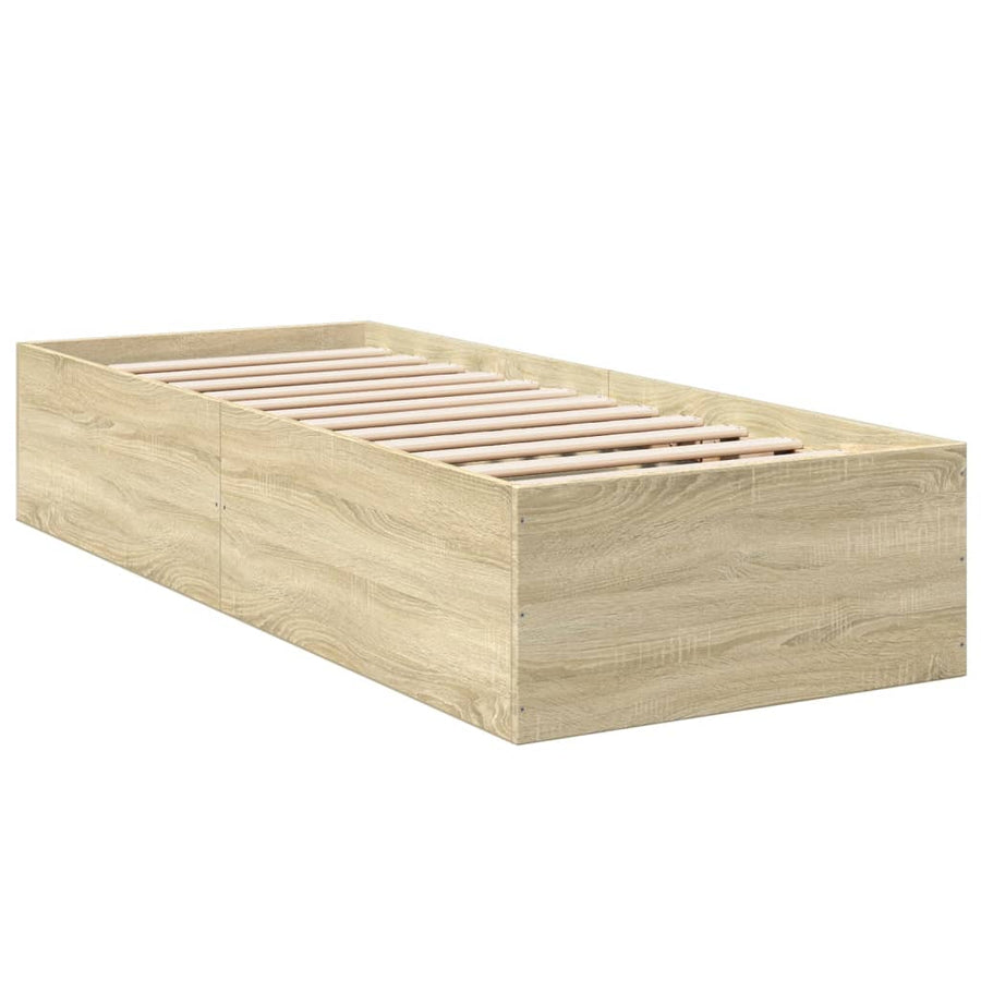 Bedframe bewerkt hout sonoma eikenkleurig 100x200 cm