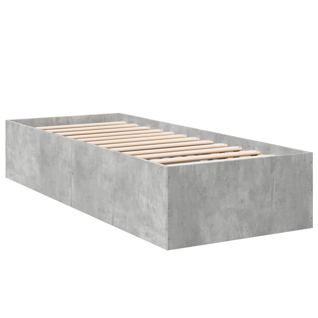 Bedframe bewerkt hout betongrijs 100x200 cm