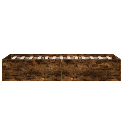 Bedframe bewerkt hout gerookt eikenkleurig 100x200 cm