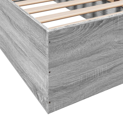 Bedframe bewerkt hout grijs sonoma eikenkleurig 100x200 cm