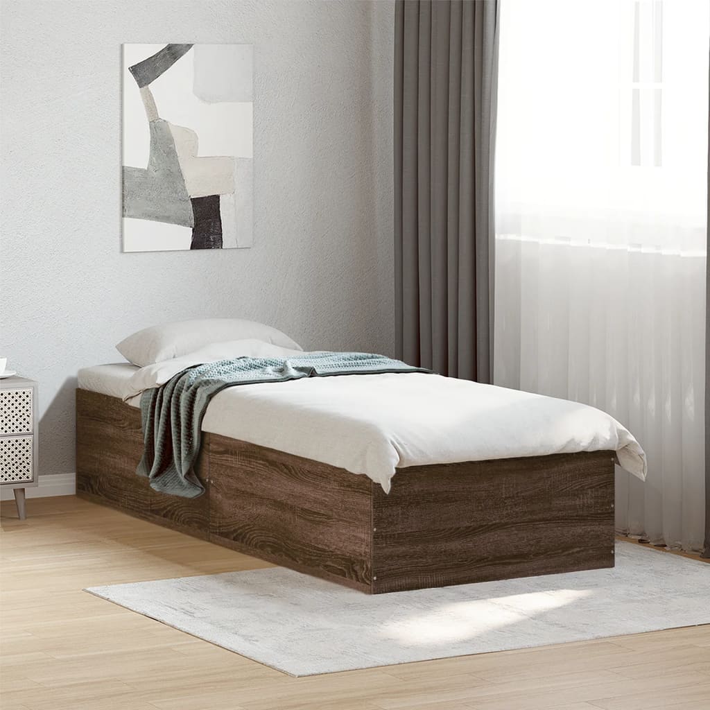 Bedframe bewerkt hout bruin eikenkleur 100x200 cm