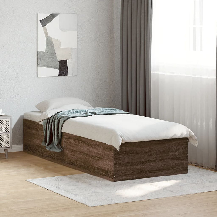 Bedframe bewerkt hout bruin eikenkleur 100x200 cm