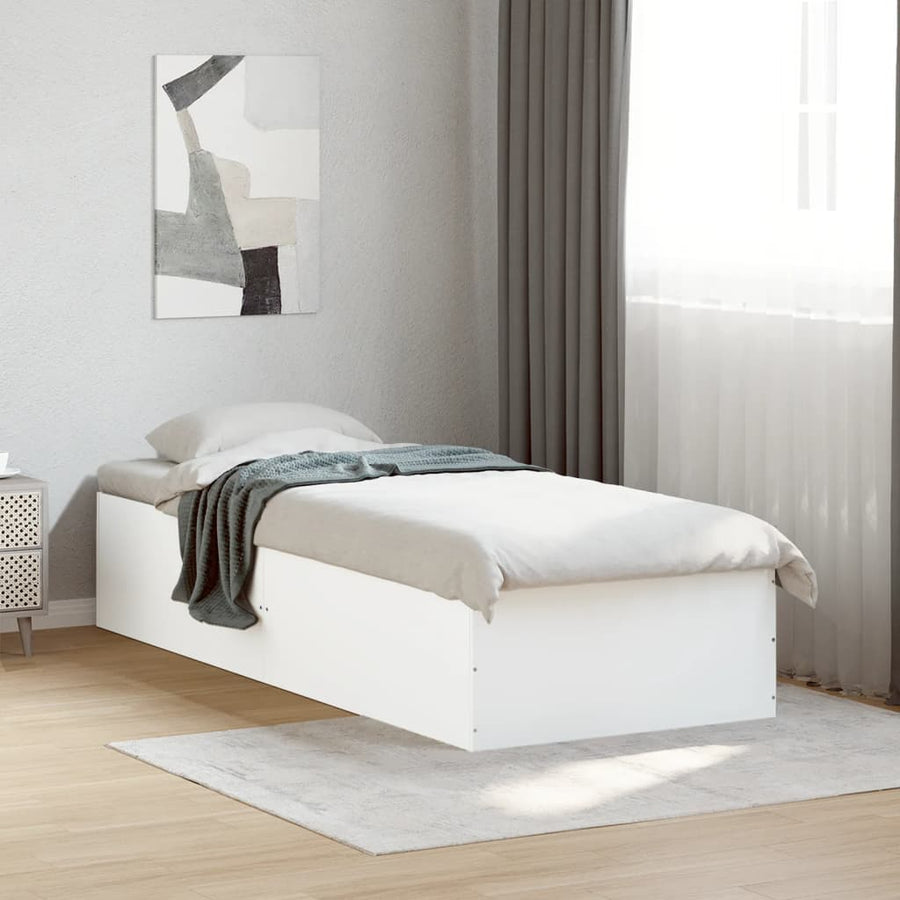 Bedframe bewerkt hout wit 90x190 cm