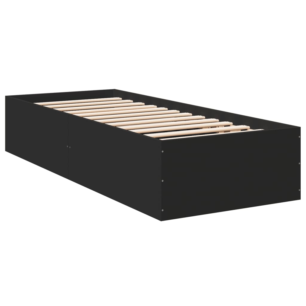 Bedframe bewerkt hout zwart 90x190 cm