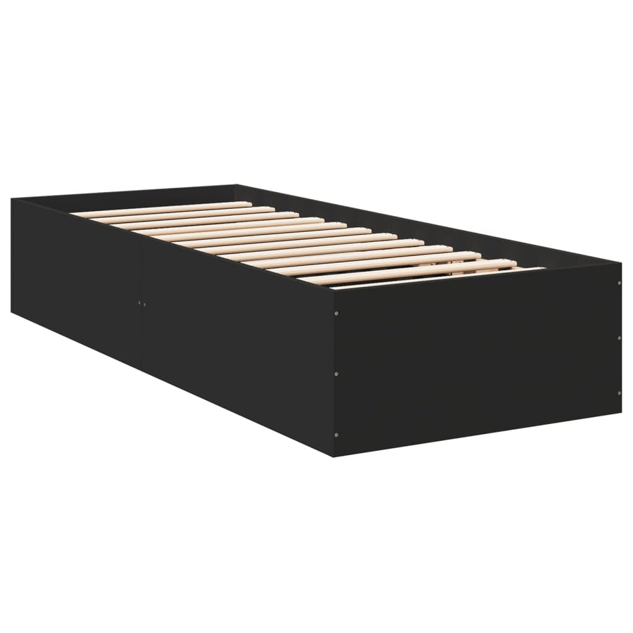 Bedframe bewerkt hout zwart 90x190 cm
