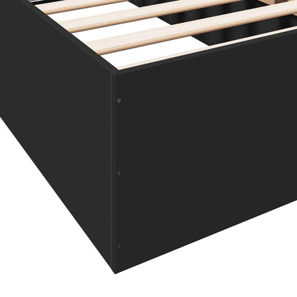 Bedframe bewerkt hout zwart 90x190 cm