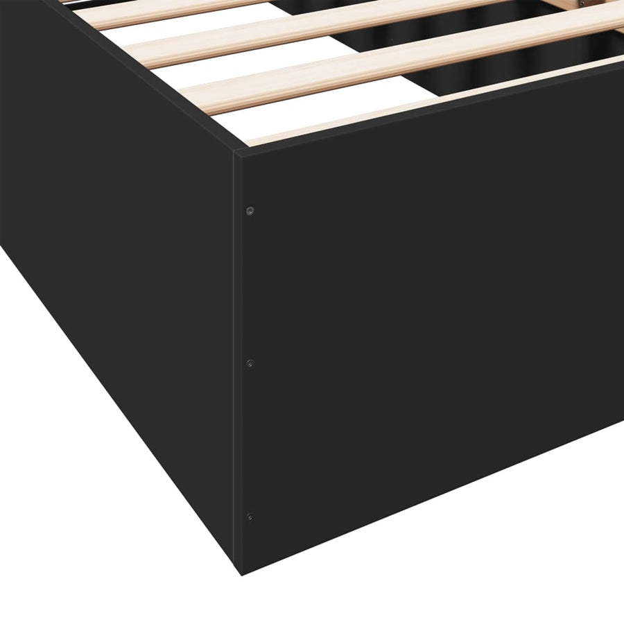 Bedframe bewerkt hout zwart 90x190 cm