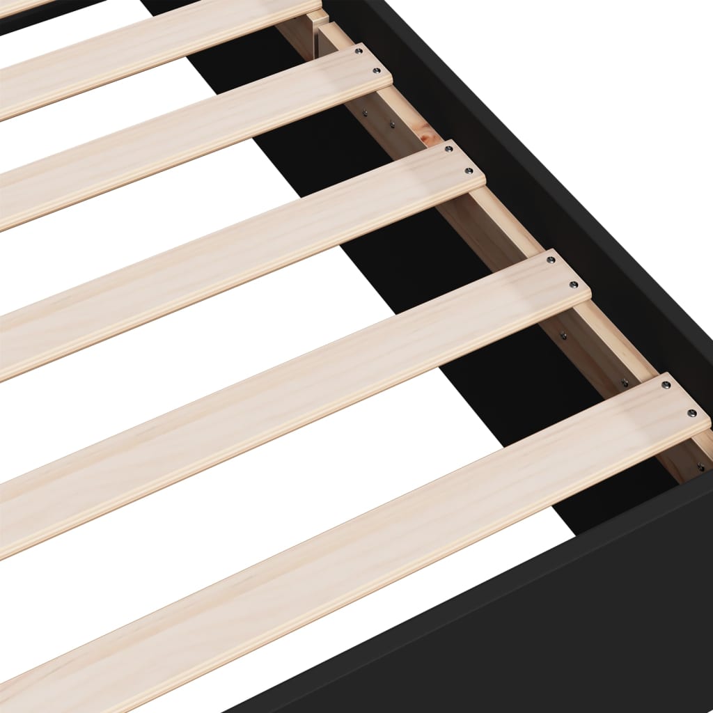 Bedframe bewerkt hout zwart 90x190 cm