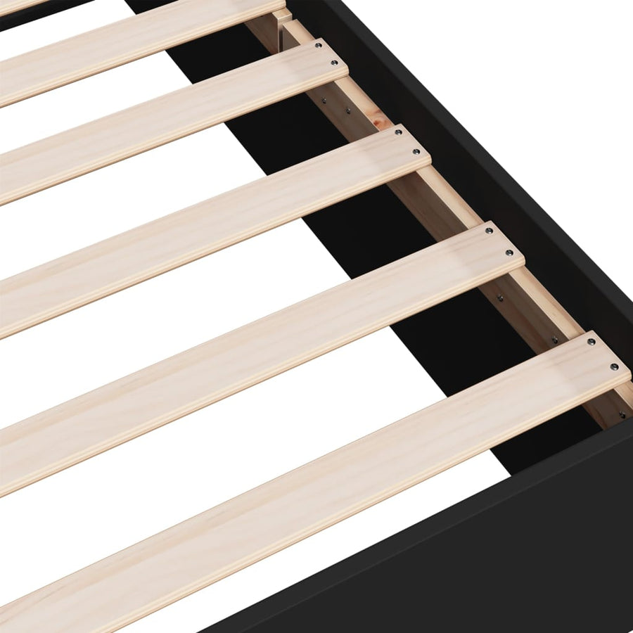 Bedframe bewerkt hout zwart 90x190 cm