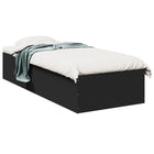 Black carved wooden bed frame 90x190 cm