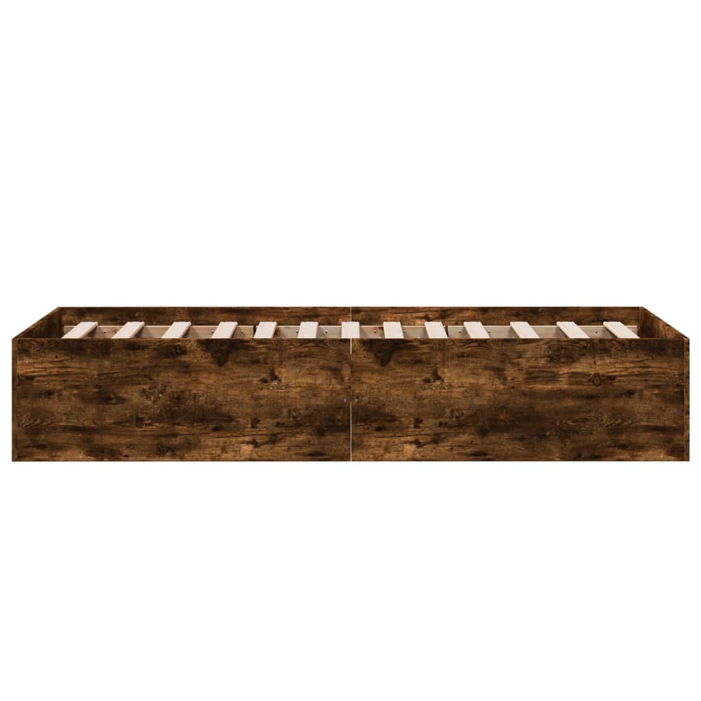 Bedframe bewerkt hout gerookt eikenkleurig 90x190 cm