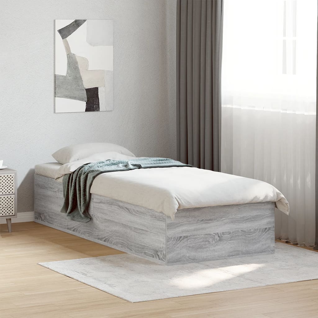 Bedframe bewerkt hout grijs sonoma eikenkleurig 90x190 cm