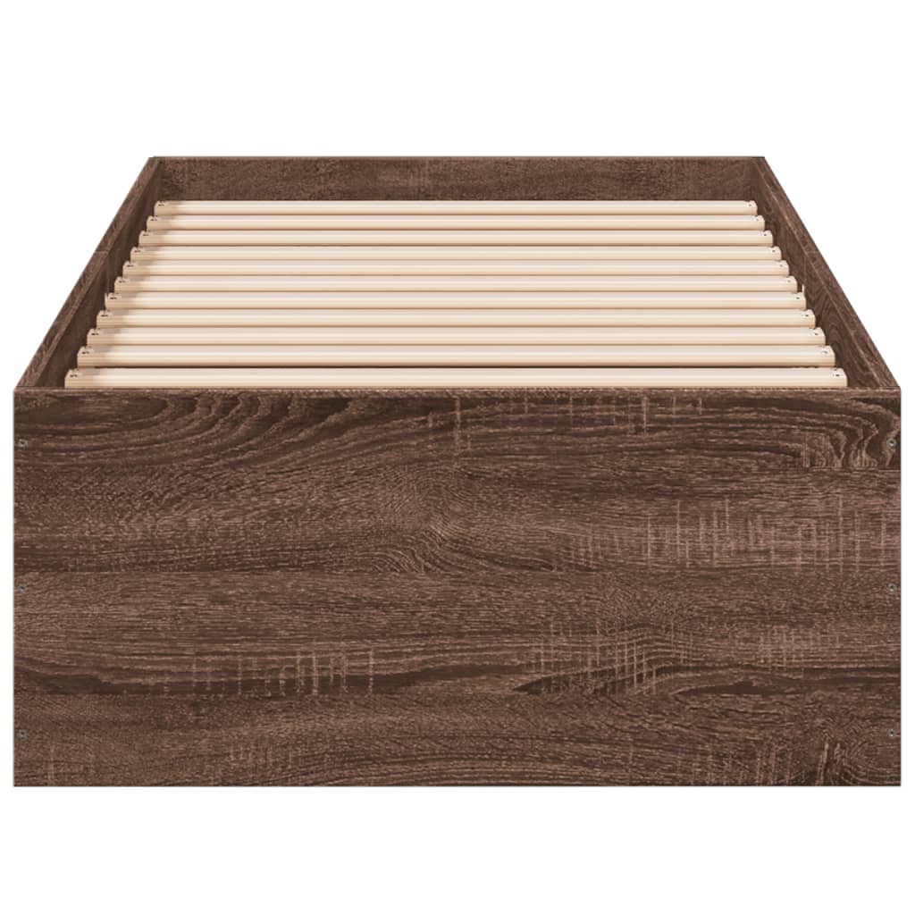 Bedframe bewerkt hout bruin eikenkleur 90x190 cm
