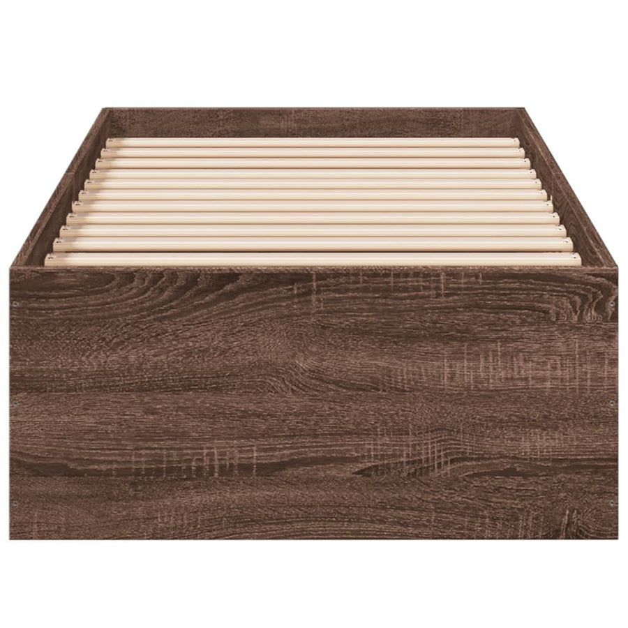 Bedframe bewerkt hout bruin eikenkleur 90x190 cm