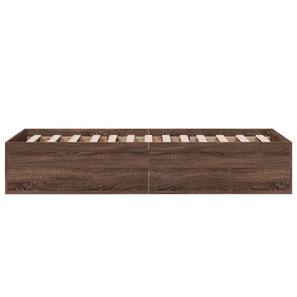 Bedframe bewerkt hout bruin eikenkleur 90x190 cm
