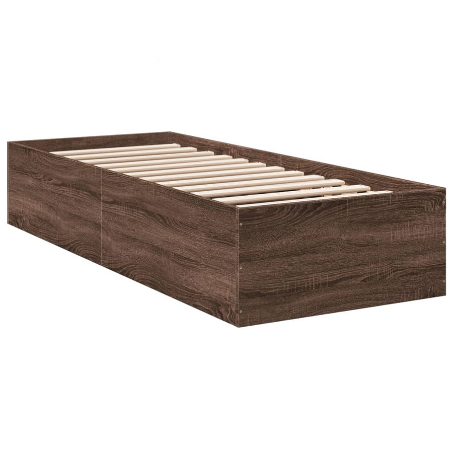Bedframe bewerkt hout bruin eikenkleur 90x190 cm