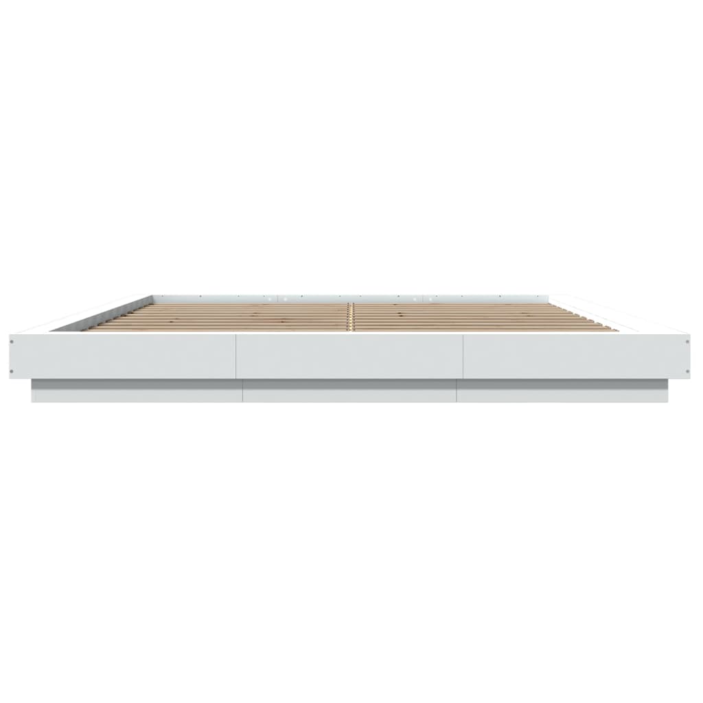 Bedframe met LED-verlichting bewerkt hout wit 200x200 cm