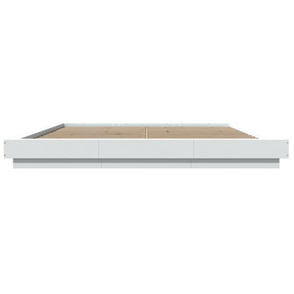 Bedframe met LED-verlichting bewerkt hout wit 200x200 cm