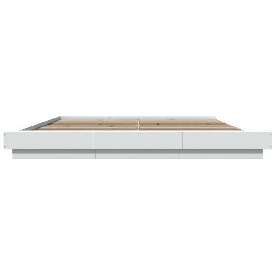 Bedframe met LED-verlichting bewerkt hout wit 200x200 cm