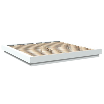 Bedframe met LED-verlichting bewerkt hout wit 200x200 cm