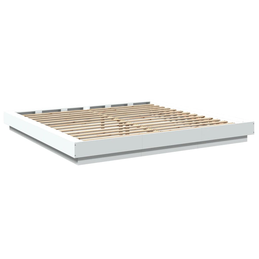 Bedframe met LED-verlichting bewerkt hout wit 200x200 cm