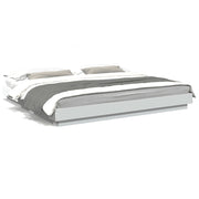 Bedframe bewerkt hout wit 200x200 cm met LED