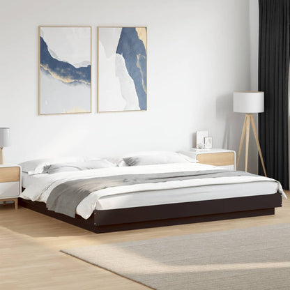 Bedframe met LED-verlichting bewerkt hout zwart 200x200 cm
