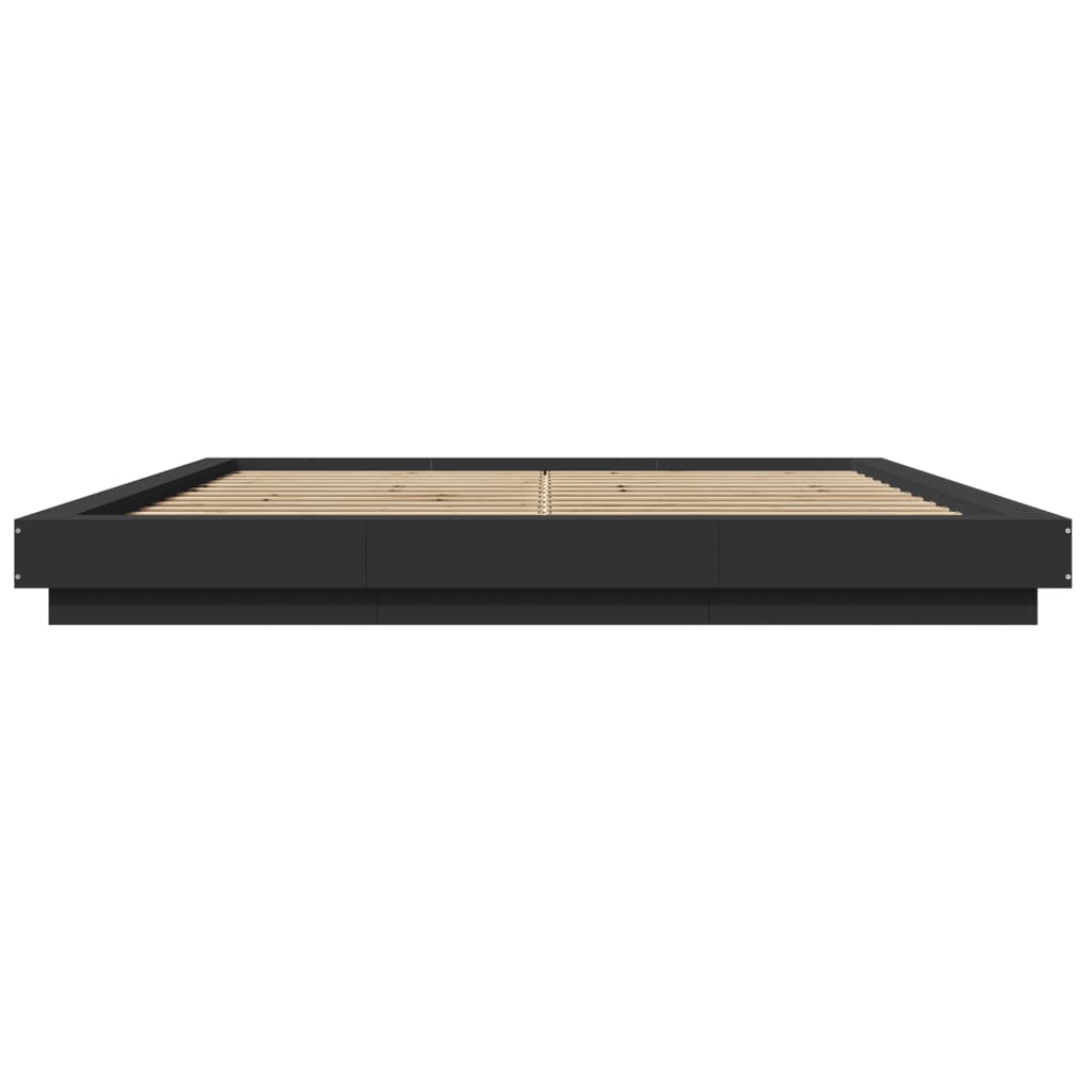 Bedframe met LED-verlichting bewerkt hout zwart 200x200 cm