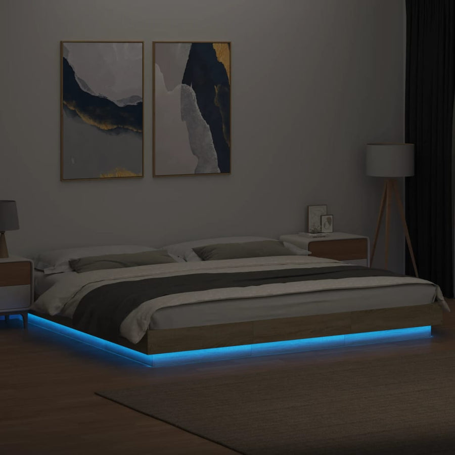 Bedframe met LED-verlichting sonoma eiken 200x200 cm