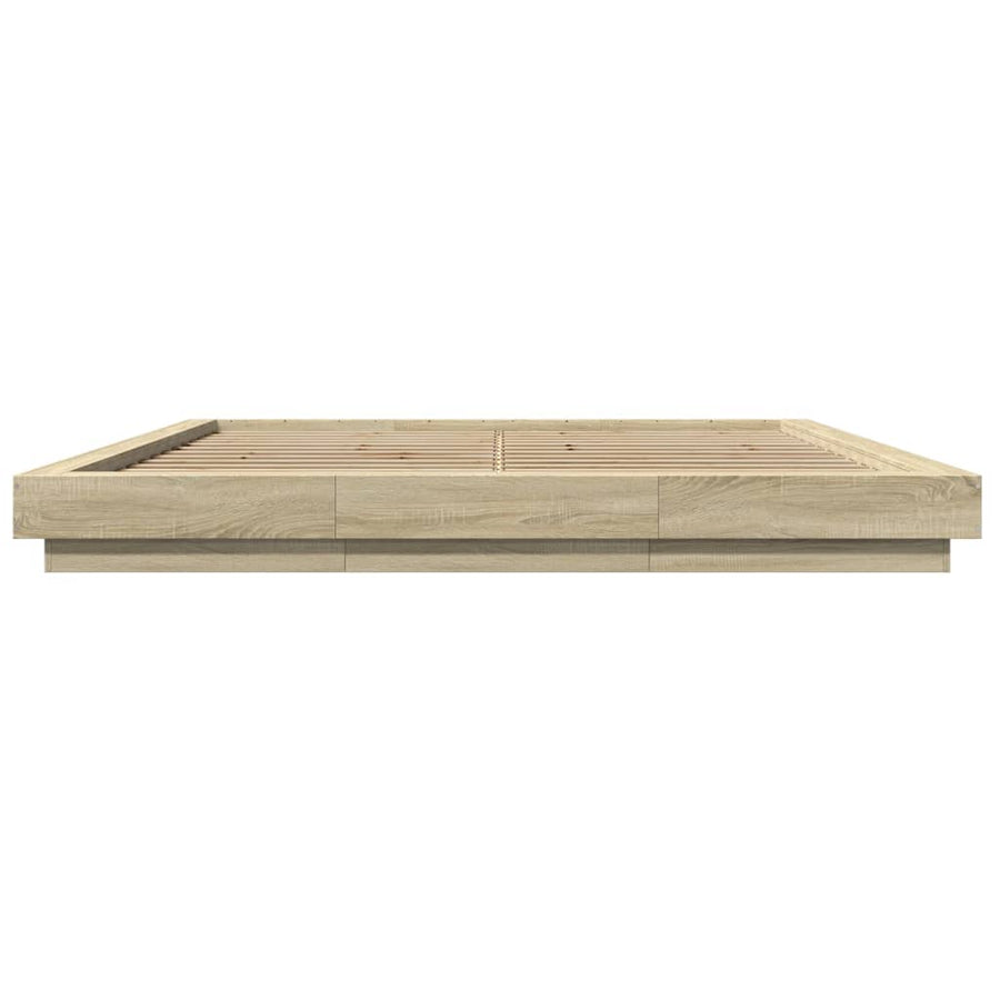 Bedframe met LED-verlichting sonoma eiken 200x200 cm